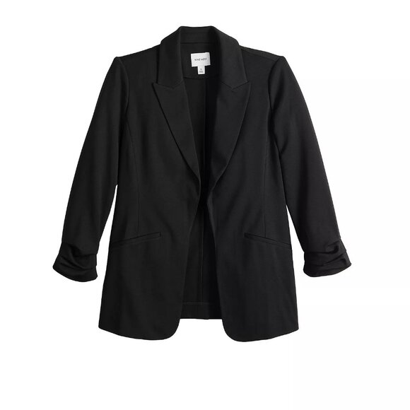 NWT Nine West Womens Size Large Black Knit Open Front Blazer Jacket NEW - Picture 1 of 6